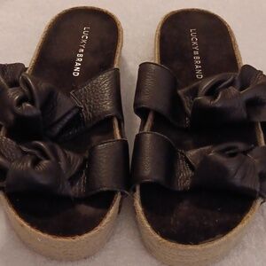 Lucky Brand Black Leather Platform Sandals Size 9 (PRE-LOVED)